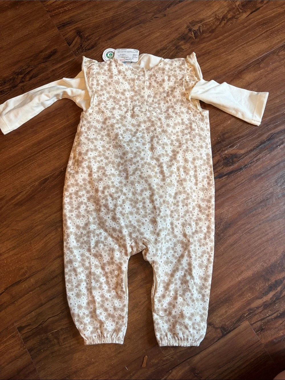 Neutral Floral Baby Girls' Matching Romper Set - Cream